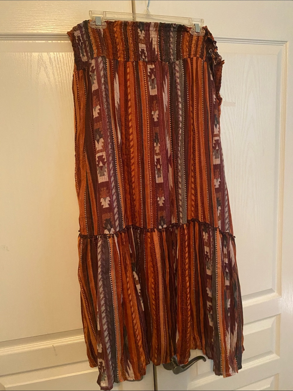 Cato Multi-Stripe Orange Brown Maxi Skirt